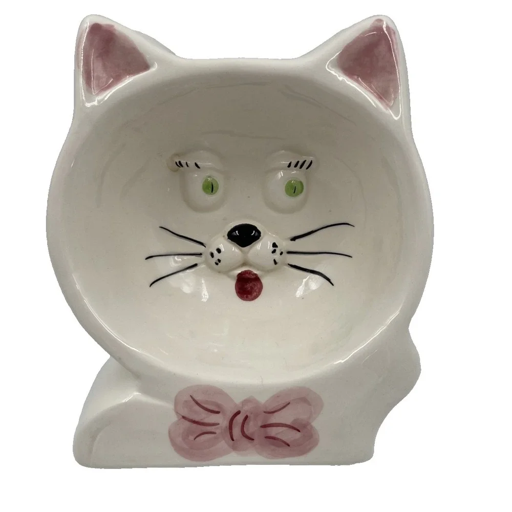 Ceramic CAT BOWL DISH Food or Water Hand‎ Painted from Portugal EUC